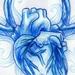 tattoo galleries/ - Blue Sketchbook Anatomical Heart with Deer Antlers Tattoo Concept - 60613